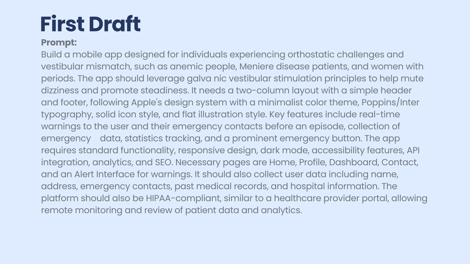 First-draft product prompt for the Eleara mobile app