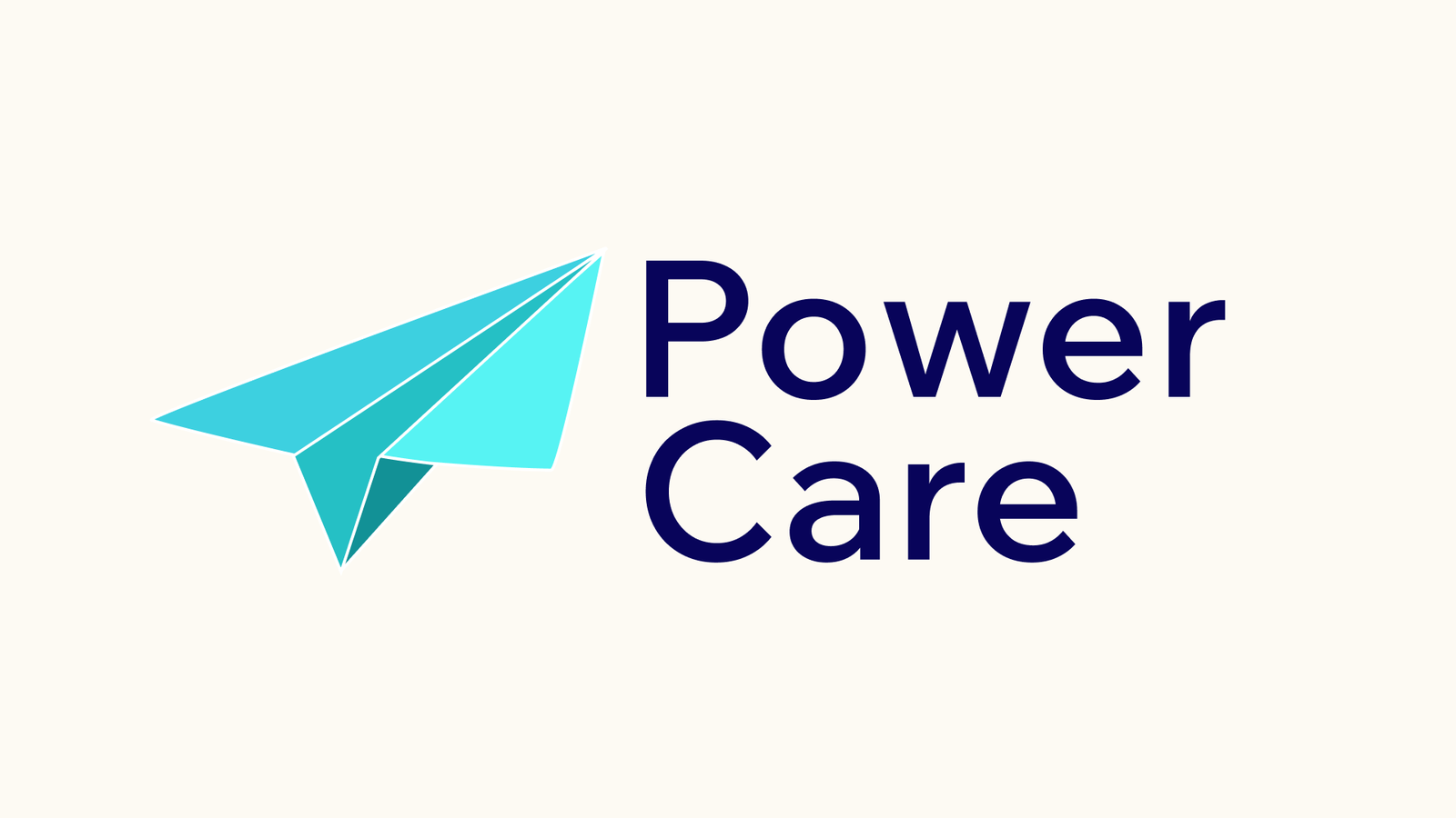 PowerCare wordmark with paper-plane logomark