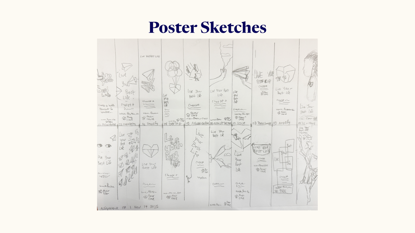 Sheet of PowerCare poster sketches, 17 November 2025