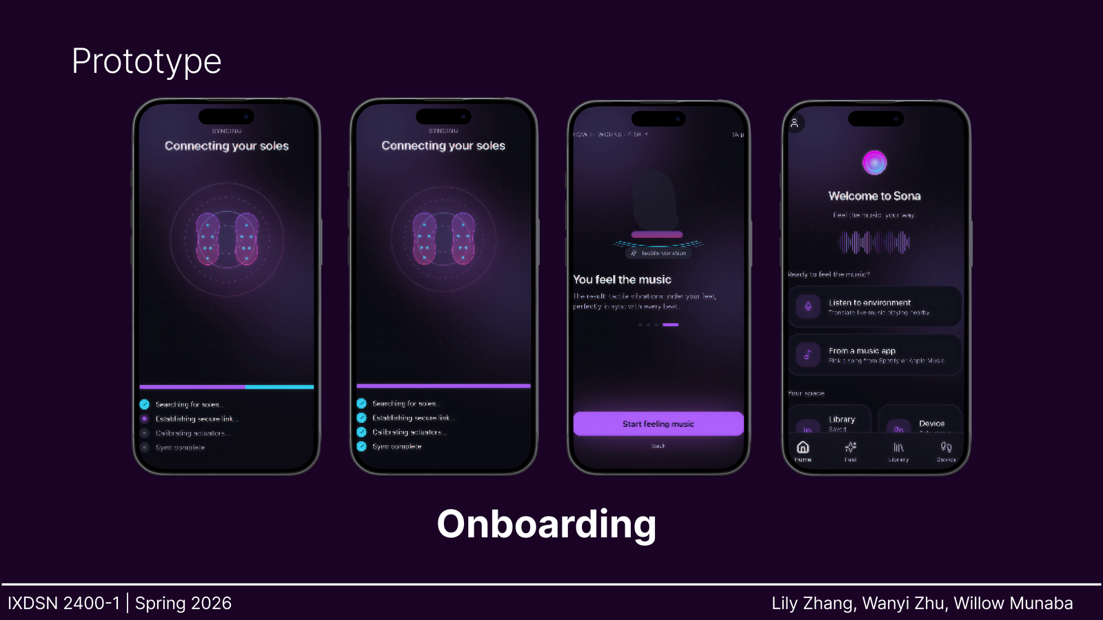 Sona prototype — connecting soles, start feeling music, and home